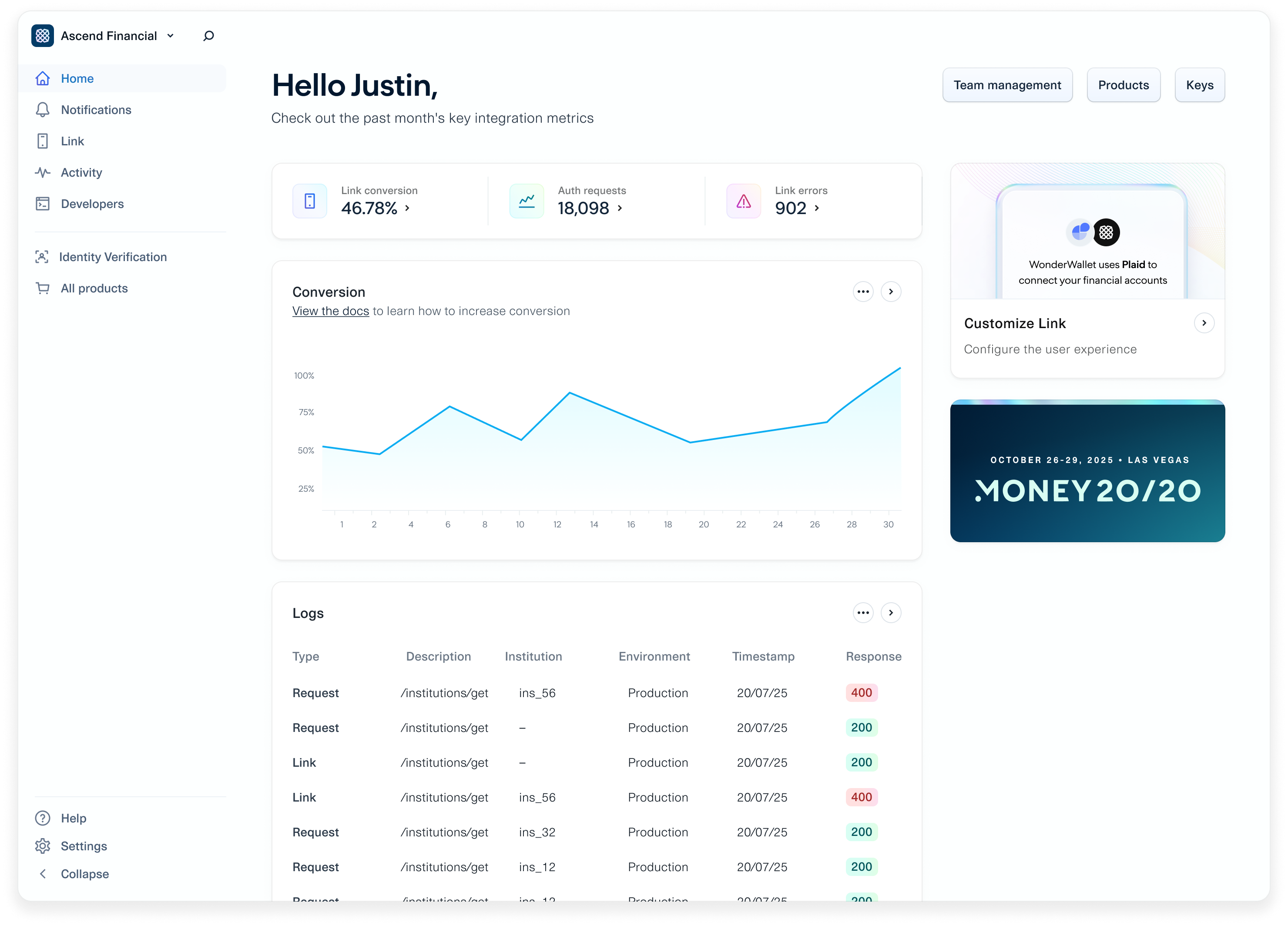 Dashboard Design - Plaid