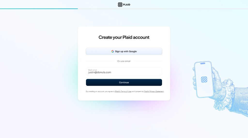 Plaid account creation