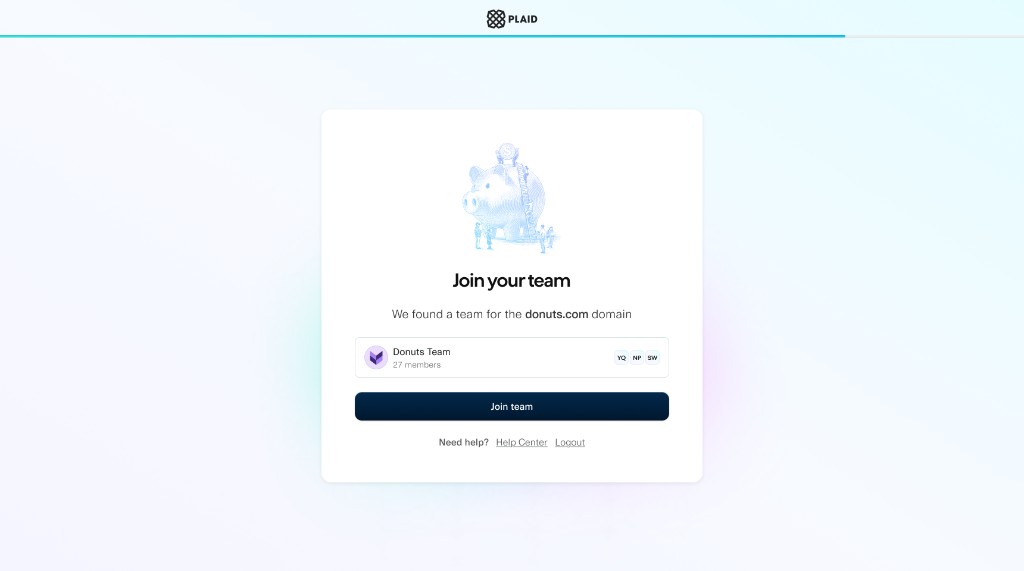 Plaid team discovery during onboarding